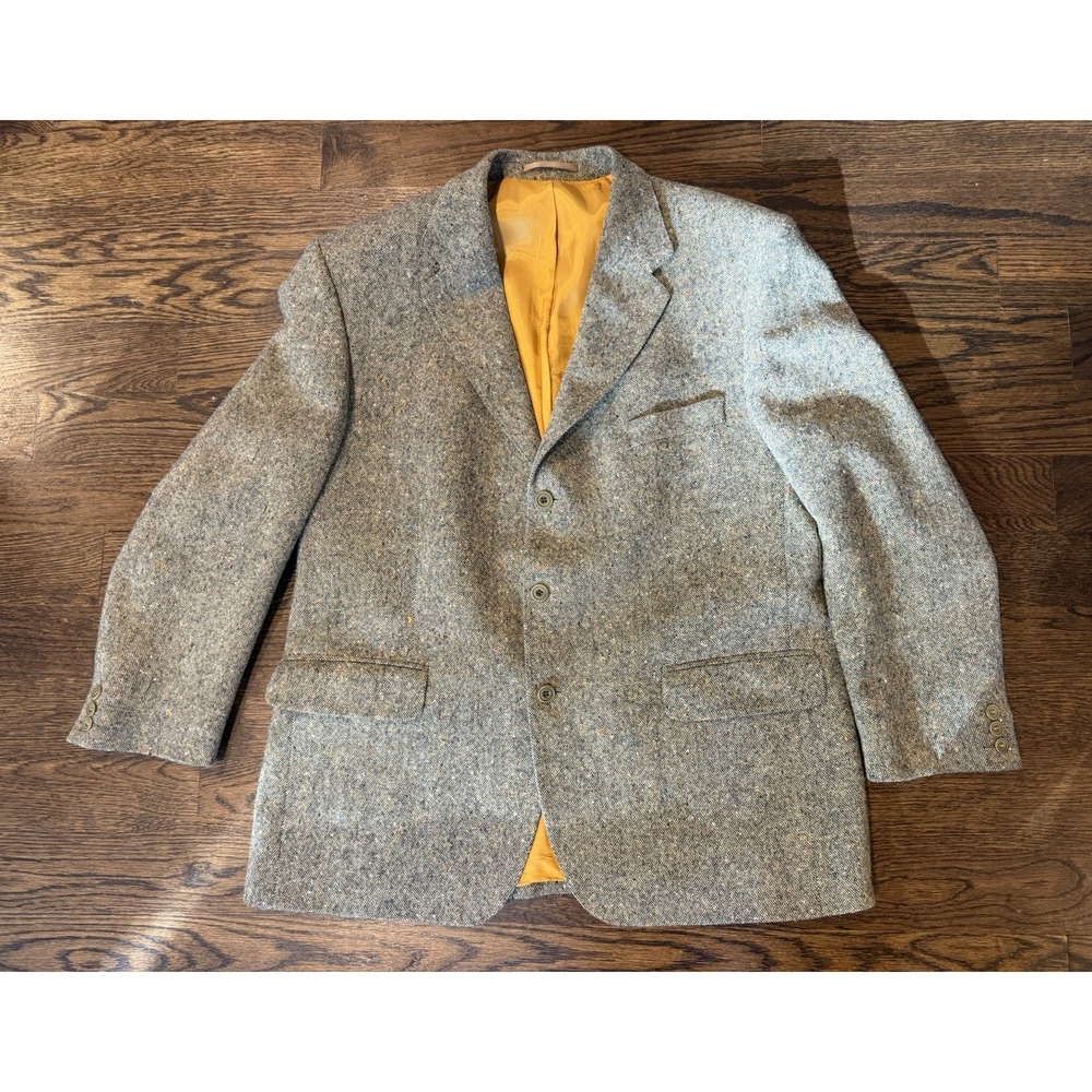 Magee Handwoven Donegal Tweed Blazer Tan 46 Wool Jacket Blazer Coat